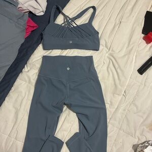 Lululemon Slate Blue Skinny Pants and Bra Set